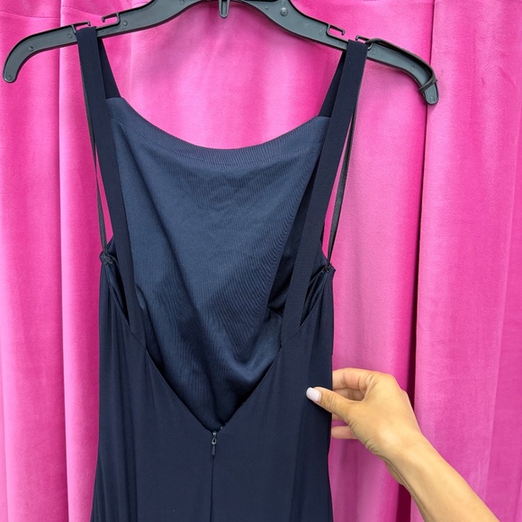 Ieena Mac Duggal Size0 Dress Gown Navy Blue Long Jersey SPL - Picture 5 of 6